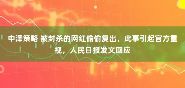 中泽策略 被封杀的网红偷偷复出，此事引起官方重视，人民日报发文回应